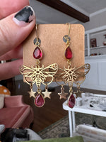 Pink Tourmaline Moth Earrings