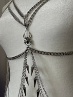 Spiked Sterling Black Onyx Spider Harness