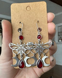 Triple Moon Moth Earrings