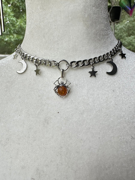 Spider Moon and Star Choker/Necklace