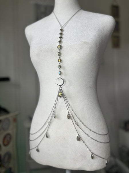 Sterling Labradorite and Moonstone Bodychain