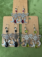 Triple Moon Moth Earrings