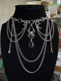 Elegant Black Onyx Sterling Spider Necklace