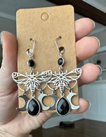 Triple Moon Moth Earrings