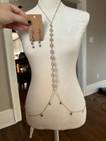 Sterling Pink Chalcedony Heart Bodychain Set