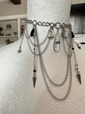 Rutilated Quartz and Black Onyx Spiked Necklace