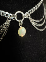 Solid Sterling Silver White Fire Opal Necklace