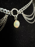 Solid Sterling Silver White Fire Opal Necklace