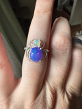 Purple and White Ethiopian Fire Opal Sterling Ring