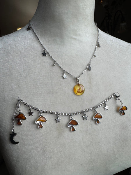 Solid Sterling Mushroom Fairy Set