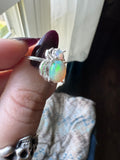 White Fire Ethiopian Opal Sterling Spider Ring