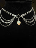Solid Sterling Silver White Fire Opal Necklace