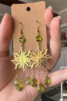 Peridot Gold Sun Chandelier Earrings