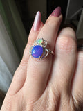Purple and White Ethiopian Fire Opal Sterling Ring