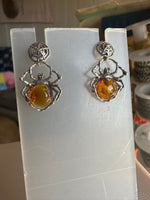 Amber Spider and Web Studs