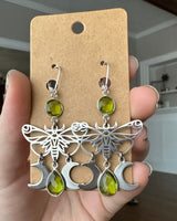 Triple Moon Moth Earrings