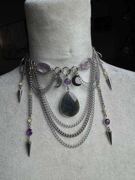 Ethiopian Opal, Labradorite, amethyst and sapphire