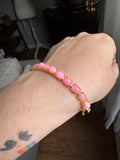 14k Gold Plated Sterling Pink Ethiopian Fire Opal Tennis Bracelet