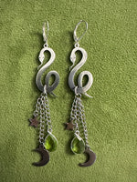 Peridot and Snake Earrings