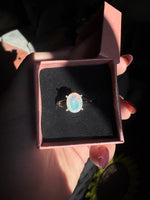 White Fire Opal in 14k Solid Gold Oval