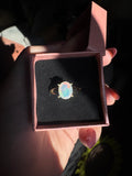 White Fire Opal in 14k Solid Gold Oval