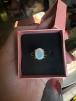 White Fire Opal in 14k Solid Gold Oval