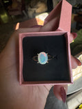 White Fire Opal in 14k Solid Gold Oval