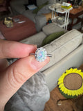 White Fire Oval Opal in Sterling with White Topaz Accents Ring