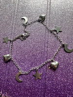 Heart, Moon and Star Anklet