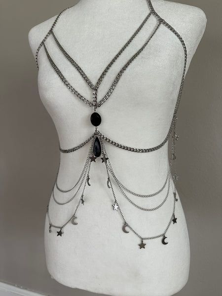Black Onyx Star and Moon Harness