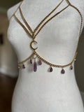 Amethyst and Opal Gold Moon Bralette Harness