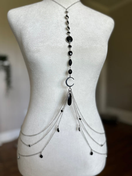 Sterling Black Onyx Sun and Moon Body chain