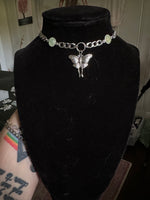 Sterling Luna Moth with Prehnite Choker/Necklace