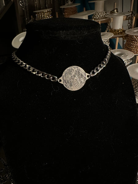 Sterling Coin Moon Choker