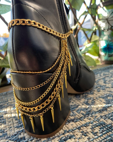 Simple Gold Spiked Boot Chains