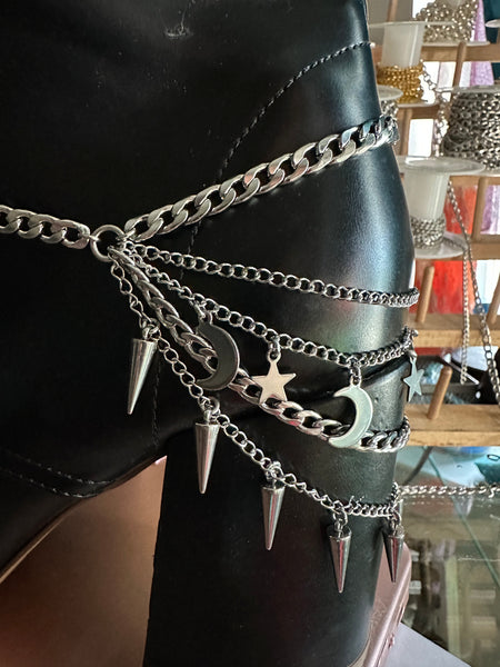 Spiked Star and Moon Heel/Boot chains