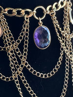 Gold Amethyst Laced Triple Moon Laced Necklace