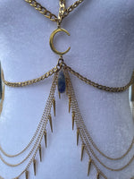 Gold Sodalite Spiked Moon Harness
